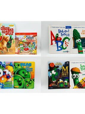 VEGGIE TALES LOT OF 8 Mixed Lot of Books Board Books Hardcover Softcover